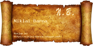 Niklai Barna névjegykártya